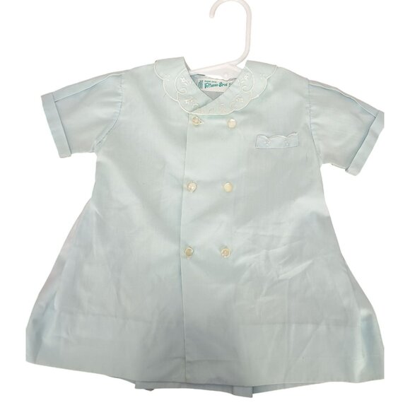 Vintage Heffman Bros Baby Boys Light Blue Hand Embroidered Christening Gown - Picture 1 of 9